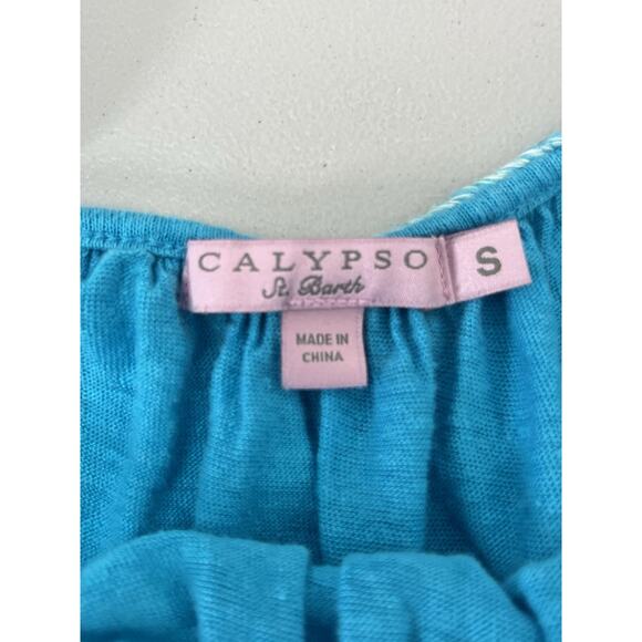 Calypso St Barth 100% Linen Maxi Tank Dress Size Small Blue Scoop Neck Cover Up - Picture 9 of 12